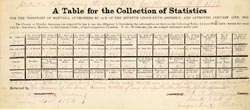 A Table For The Collection Of Statistics For The Territory Of Montana - 1872 CORRY, A. V. [COUNTY CLERK OF MADISON COUNTY, MONTANA]