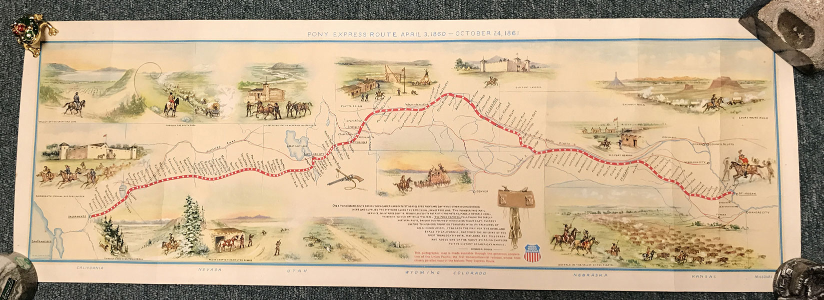 Pony Express Route April 3, 1860 - October 24, 1861 JACKSON, WILLIAM HENRY [ILLUSTRATOR]