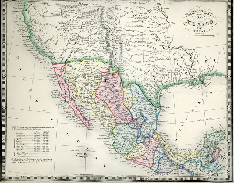 Early Western Map Of The Republic Of Mexico And Texas JAMES WYLD