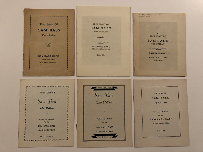 A Group Of Six Different Printings Of: True Story Of Sam Bass The Outlaw UNKNOWN-(W. H. BAKER)