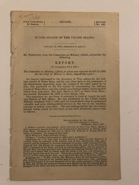 Report: The Committee On Military Affairs, To Whom Was Referred The Bill (S.2190) For The Relief Of Marcus A. Reno... MR. HARRISON