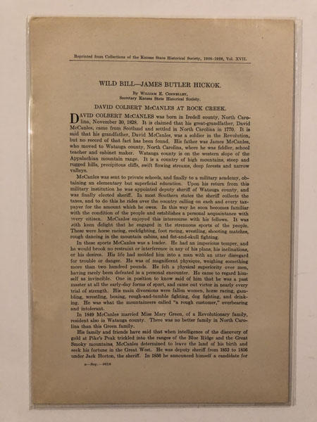 Wild Bill - James Butler Hickok WILLIAM E CONNELLEY