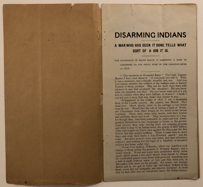 Disarming Indians. A Man Who Has Seen It Done Tells What Sort Of A Job It Is. 