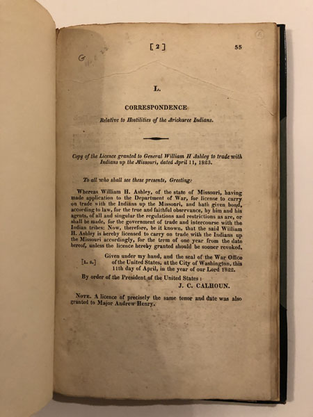 Correspondence Relative To Hostilities Of The Arickaree Indians 