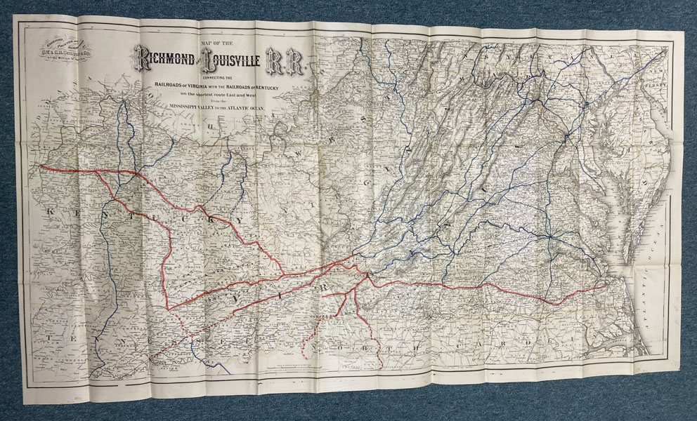 Map Of The Richmond And Louisville Railroad Connecting The Railroads Of Virginia With The Railroads Of Kentucky On The Shortest Route East And West From The Mississippi Valley To The Atlantic Ocean COLTON, G. W. & C. B