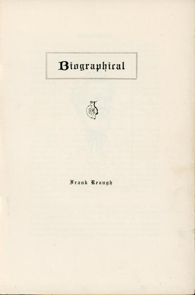 Biographical. Frank Reaugh FRANK REAUGH