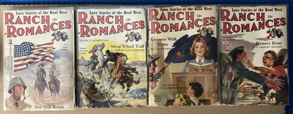 Four Pulp Magazines - Ranch Romances Issues - Each Contains A  Cowboy Article Written By J. Frank Dobie J. FRANK DOBIE