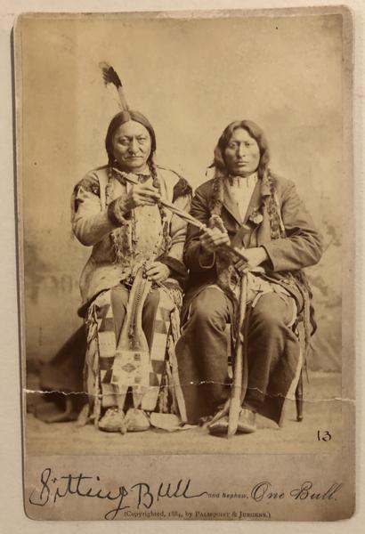 Original Photograph Of Sitting Bull And His Nephew, One Bull. PALMQUIST & JURGENS--PHOTOGRAPHERS