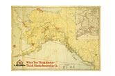 31 1/4" X 22 1/2" Color Map Of Alaska By Alaska Steamship Company ALASKA STEAMSHIP CO.
