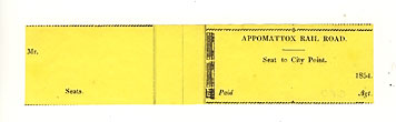 Appomattox Railroad Ticket APPOMATTOX RAILROAD COMPANY