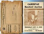 Caberfae Hereford Auction. Thursday, Oct. 11, 1923 At 12:15 Noon (C.T.). Union Stock Yards, Chicago, Illinois T.F.B. Sotham, Sale Manager, St. Clair, Michigan