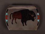 Zuni Silver Belt Buckle With An American Bison Insert. A Masterpiece Of Wearable Art By Dale Edaakie DALE EDAAKIE